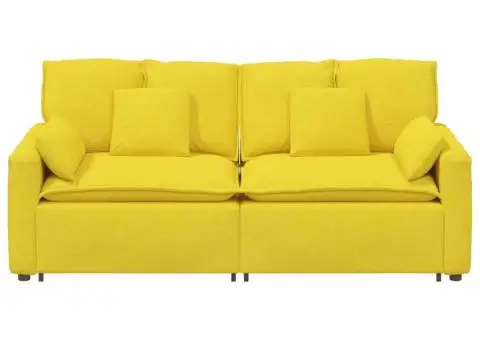 Canapea modulară cu perne, galben deschis - 4/5