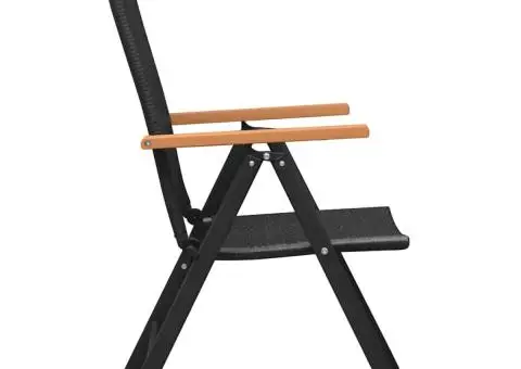 Scaune de grădină stivuibile, 2 buc., negru, poliratan - 4/5