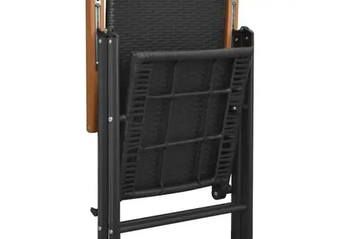 Scaune de grădină stivuibile, 2 buc., negru, poliratan - 5/5