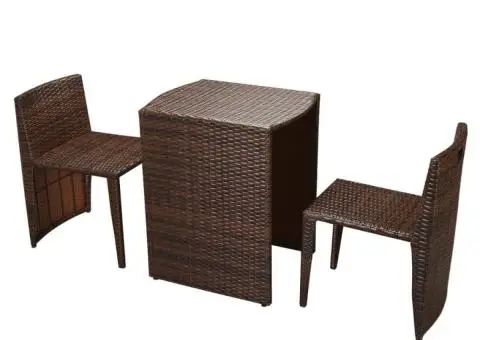 Set mobilier bistro cu perne, 3 piese, maro, poliratan - 3/5