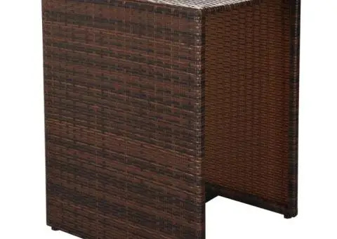 Set mobilier bistro cu perne, 3 piese, maro, poliratan - 5/5