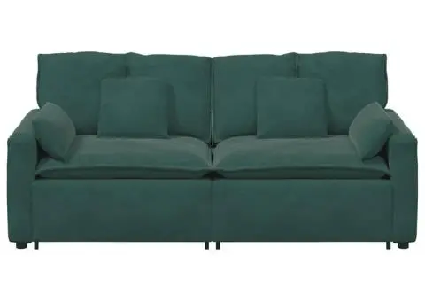 Canapea modulară cu perne, verde închis - 4/5