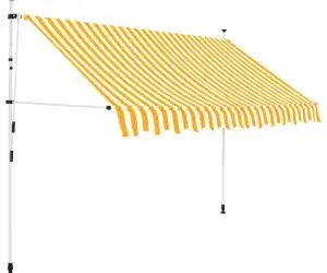 vidaXL Copertină retractabilă manual, portocaliu și alb, 250 cm, dungi