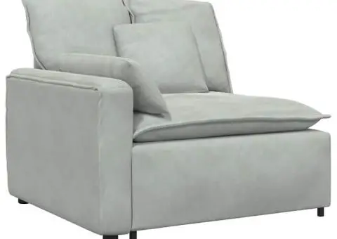 Canapea modulară cu taburet și perne, gri deschis - 3/5