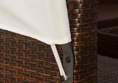 Set mobilier de grădină cu baldachin, 9 piese, maro, poliratan - 5/5