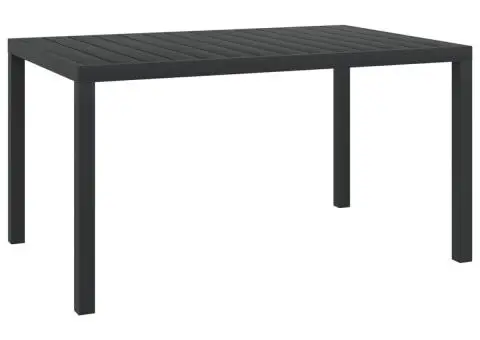 Masă de grădină, negru, 150 x 90 x 74 cm, aluminiu și WPC - 1/5