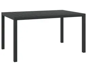 vidaXL Masă de grădină, negru, 150 x 90 x 74 cm, aluminiu și WPC