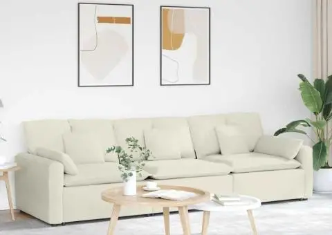 Canapea modulară cu perne, crem - 1/5