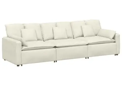 Canapea modulară cu perne, crem - 2/5