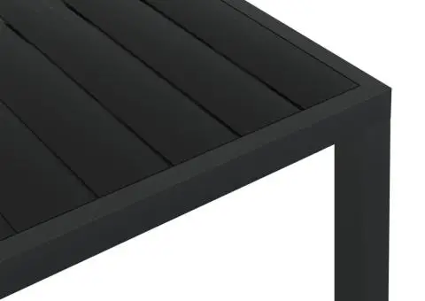 Masă de grădină, negru, 150 x 90 x 74 cm, aluminiu și WPC - 4/5