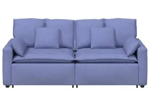 Canapea modulară cu perne, albastru jeans - 4/5