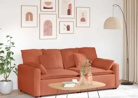 Canapea modulară cu perne, roșu portocaliu - 1/5