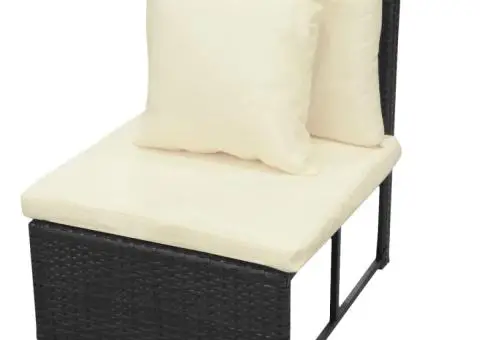 Set mobilier de grădină cu perne, 8 piese, negru, poliratan - 4/5