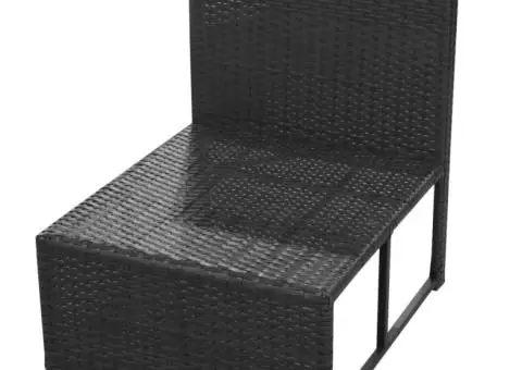 Set mobilier de grădină cu perne, 8 piese, negru, poliratan - 5/5