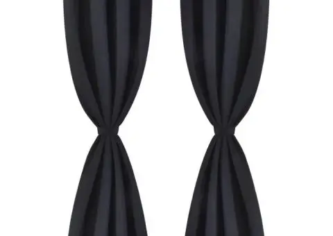 Draperie opacă, ocheți metalici, 270 x 245 cm, negru - 3/5