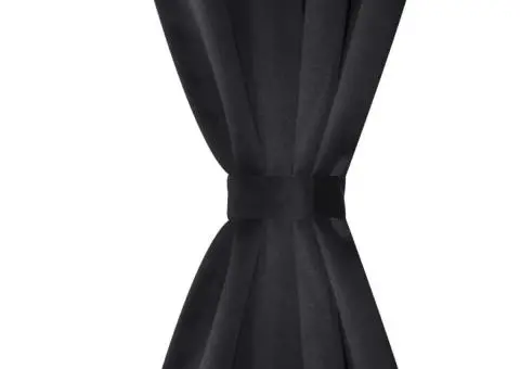 Draperie opacă, ocheți metalici, 270 x 245 cm, negru - 4/5