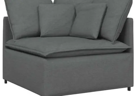 Canapea modulară cu taburet și perne material textil gri închis - 5/5