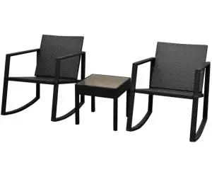 vidaXL Set mobilier bistro, 3 piese, negru, poliratan