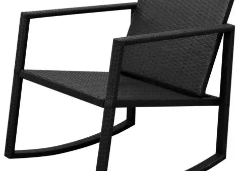 Set mobilier bistro, 3 piese, negru, poliratan - 3/5