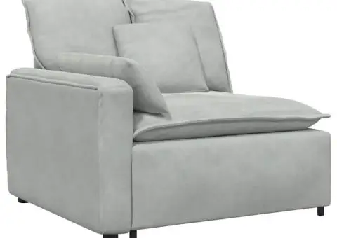 Canapea modulară cu perne, gri deschis, catifea - 3/5