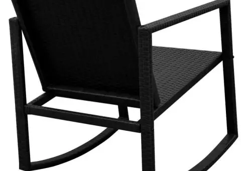 Set mobilier bistro, 3 piese, negru, poliratan - 4/5