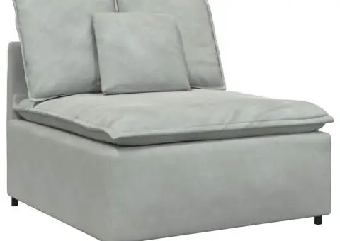 Canapea modulară cu perne, gri deschis, catifea - 4/5