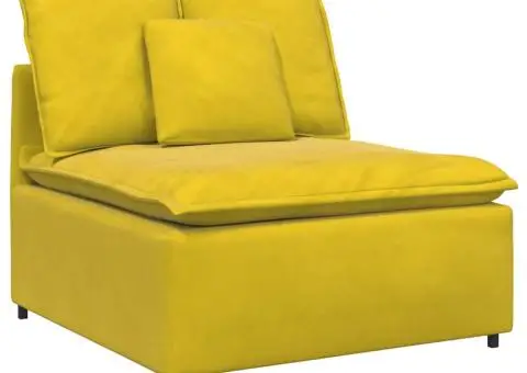 Canapea modulară cu perne, galben, catifea - 4/5