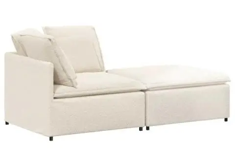 Canapea modulară cu taburet și perne, țesătură ondulată ca lână - 2/5