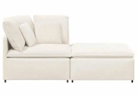 Canapea modulară cu taburet și perne, țesătură ondulată ca lână - 5/5