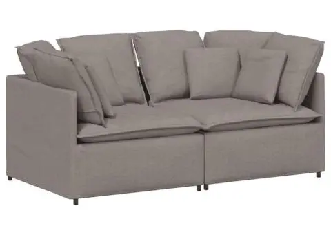 Canapea modulară cu perne, gri taupe, textil - 2/5