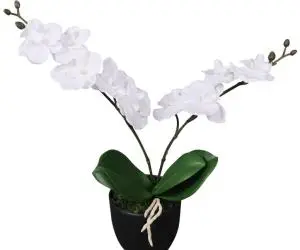 vidaXL Plantă artificială orhidee cu ghiveci, 30 cm, alb