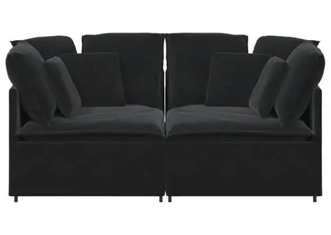 Canapea modulară cu perne, negru, catifea - 4/5