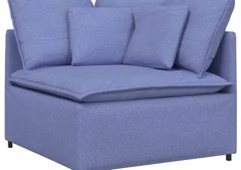 Canapea modulară cu perne, albastru jeans, textil - 3/5