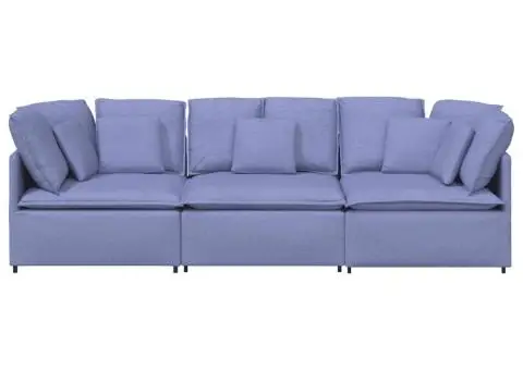 Canapea modulară cu perne, albastru jeans, textil - 5/5