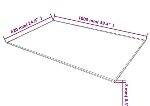 Blat de masă, sticlă securizată, dreptunghiular, 1000 x 620 mm - 4/4