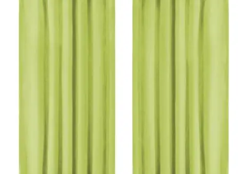 Draperii micro-satin cu bride, 2 buc, verde, 140 x 225 cm - 1/4