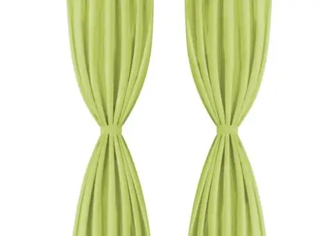 Draperii micro-satin cu bride, 2 buc, verde, 140 x 225 cm - 2/4