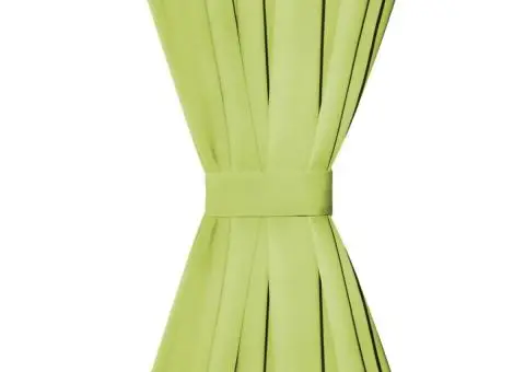 Draperii micro-satin cu bride, 2 buc, verde, 140 x 225 cm - 3/4