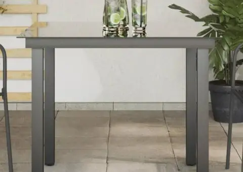 Masă de grădină, negru, 80 x 80 x 74 cm, aluminiu și sticlă - 1/5