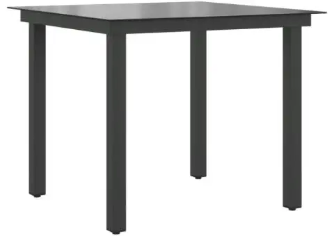 Masă de grădină, negru, 80 x 80 x 74 cm, aluminiu și sticlă - 2/5