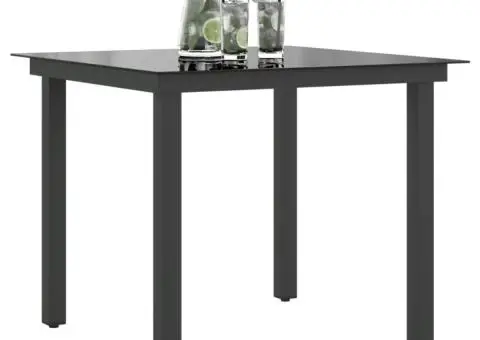 Masă de grădină, negru, 80 x 80 x 74 cm, aluminiu și sticlă - 4/5