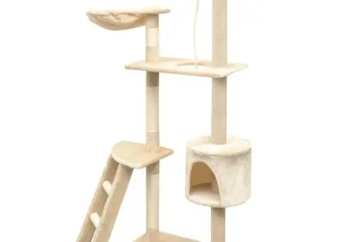 Ansamblu pentru pisici, stâlpi cu funie de sisal, 150 cm, bej - 2/5