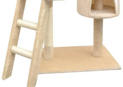 Ansamblu pentru pisici, stâlpi cu funie de sisal, 150 cm, bej - 3/5