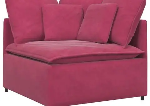 Canapea modulară cu perne, roșu vin, catifea - 5/5
