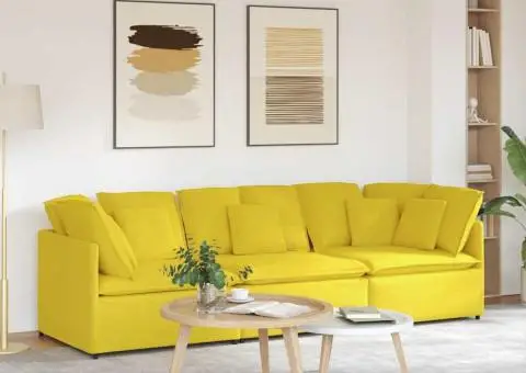 Canapea modulară cu perne, galben deschis, textil - 1/5