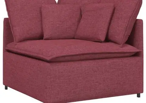 Canapea modulară cu perne, roșu vin, textil - 3/5