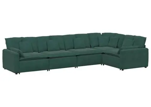 Canapea modulară cu perne, verde închis, catifea - 2/5