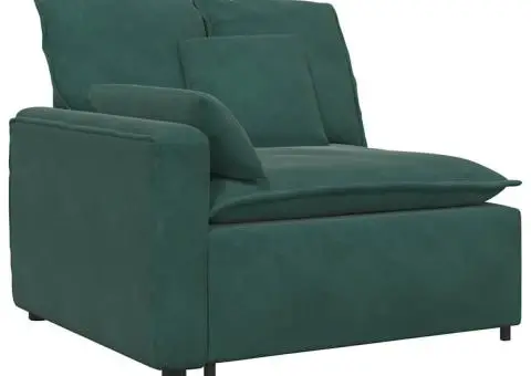 Canapea modulară cu perne, verde închis, catifea - 3/5