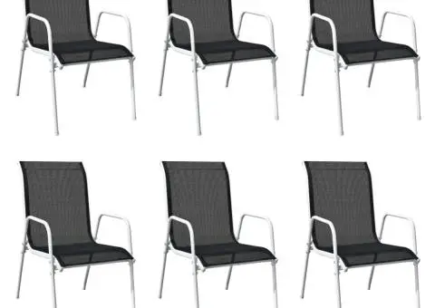 Set mobilier de exterior, 7 piese, negru, oțel - 3/5