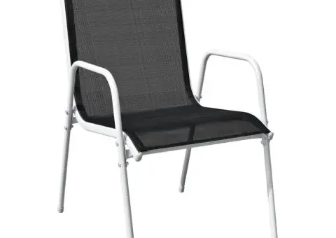 Set mobilier de exterior, 7 piese, negru, oțel - 4/5